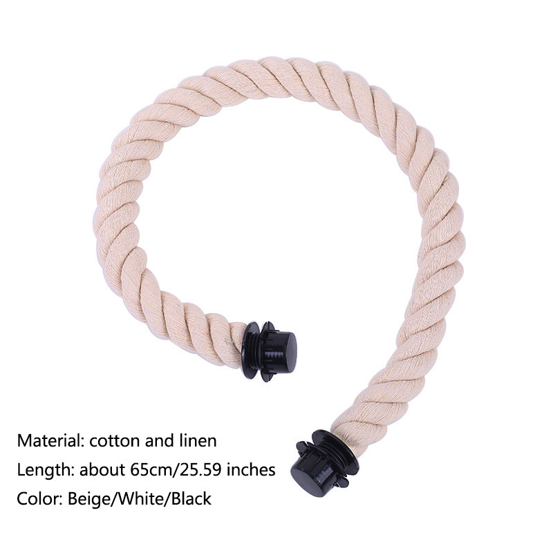 1 paar pikka lühikest musta naturaalset kanepitrossi käepidet O Bag Naiste käekoti jaoks Klassikaline mini EVA koti rihma köis Obagi vöö käekoti jaoks