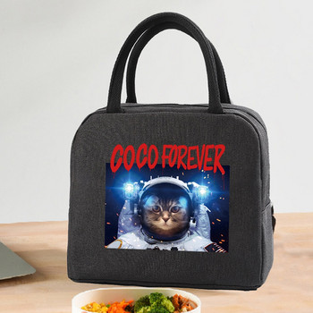 Μονωμένη τσάντα μεσημεριανού φερμουάρ Cooler Tote Θερμική τσάντα Κουτί μεσημεριανού γεύματος Καμβάς για φαγητό για πικνίκ Τσάντες για μεσημεριανό γεύμα για εργασία Μοτίβο τσάντα αστροναύτη