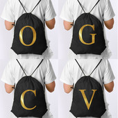 Pārnēsājama sporta soma Zelta burtu apdruka Bieza mugursoma Vingrošanas zāle Savelkamās Apavi Peldēšanas Nometnes Soma Apģērbi Ūdensnecaurlaidīgas mugursomas