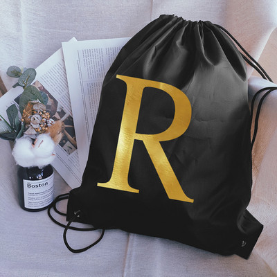 Pārnēsājama sporta soma Zelta burtu apdruka Bieza mugursoma Vingrošanas zāle Savelkamās Apavi Peldēšanas Nometnes Soma Apģērbi Ūdensnecaurlaidīgas mugursomas