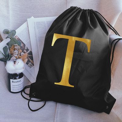 Pārnēsājama sporta soma Zelta burtu apdruka Bieza mugursoma Vingrošanas zāle Savelkamās Apavi Peldēšanas Nometnes Soma Apģērbi Ūdensnecaurlaidīgas mugursomas