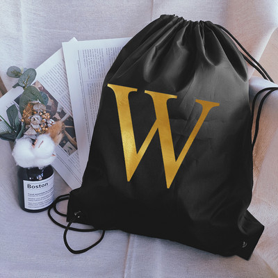 Pārnēsājama sporta soma Zelta burtu apdruka Bieza mugursoma Vingrošanas zāle Savelkamās Apavi Peldēšanas Nometnes Soma Apģērbi Ūdensnecaurlaidīgas mugursomas