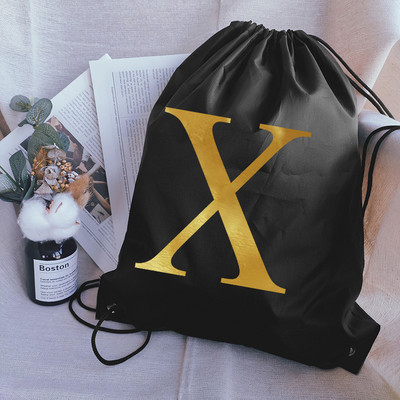 Pārnēsājama sporta soma Zelta burtu apdruka Bieza mugursoma Vingrošanas zāle Savelkamās Apavi Peldēšanas Nometnes Soma Apģērbi Ūdensnecaurlaidīgas mugursomas