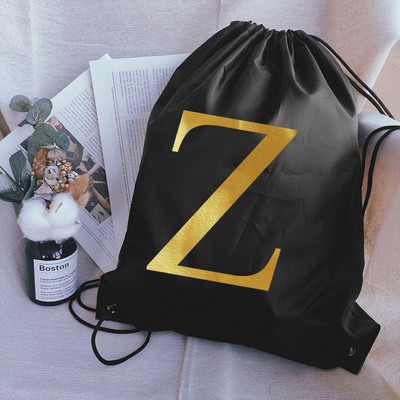 Pārnēsājama sporta soma Zelta burtu apdruka Bieza mugursoma Vingrošanas zāle Savelkamās Apavi Peldēšanas Nometnes Soma Apģērbi Ūdensnecaurlaidīgas mugursomas