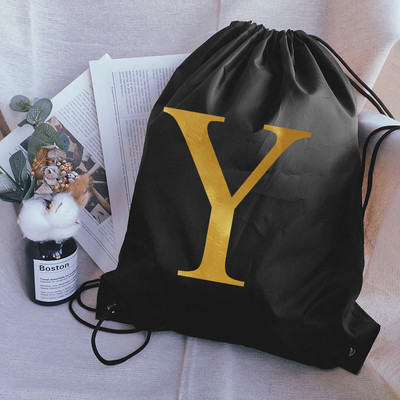 Pārnēsājama sporta soma Zelta burtu apdruka Bieza mugursoma Vingrošanas zāle Savelkamās Apavi Peldēšanas Nometnes Soma Apģērbi Ūdensnecaurlaidīgas mugursomas