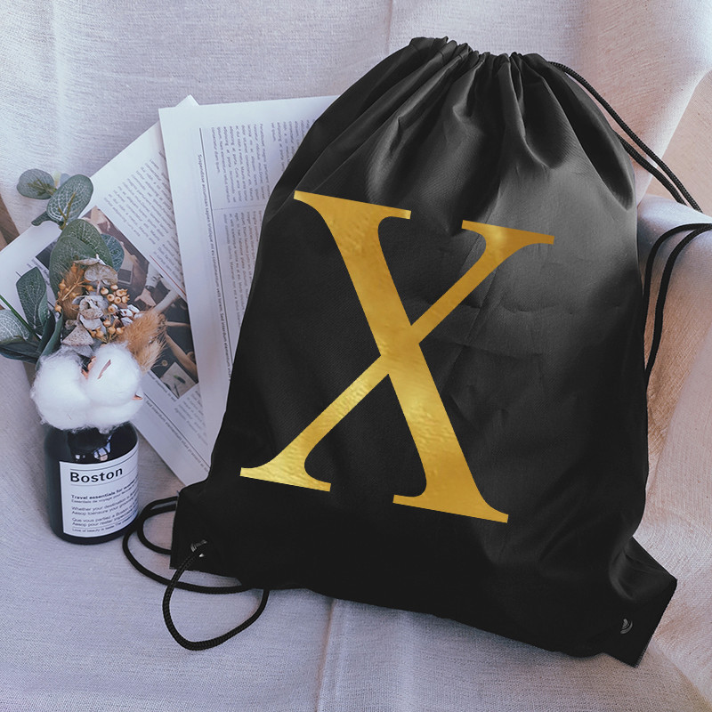 Pārnēsājama sporta soma Zelta burtu apdruka Bieza mugursoma Vingrošanas zāle Savelkamās Apavi Peldēšanas Nometnes Soma Apģērbi Ūdensnecaurlaidīgas mugursomas
