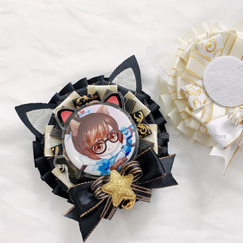 Κάτοχος σήματος Anime Cat Kawaii Αξεσουάρ τσάντα Ita Χειροποίητη Κορδέλα Διακόσμηση φιόγκου γάτας για καρφίτσες Anime 55-58 mm Σήματα H301