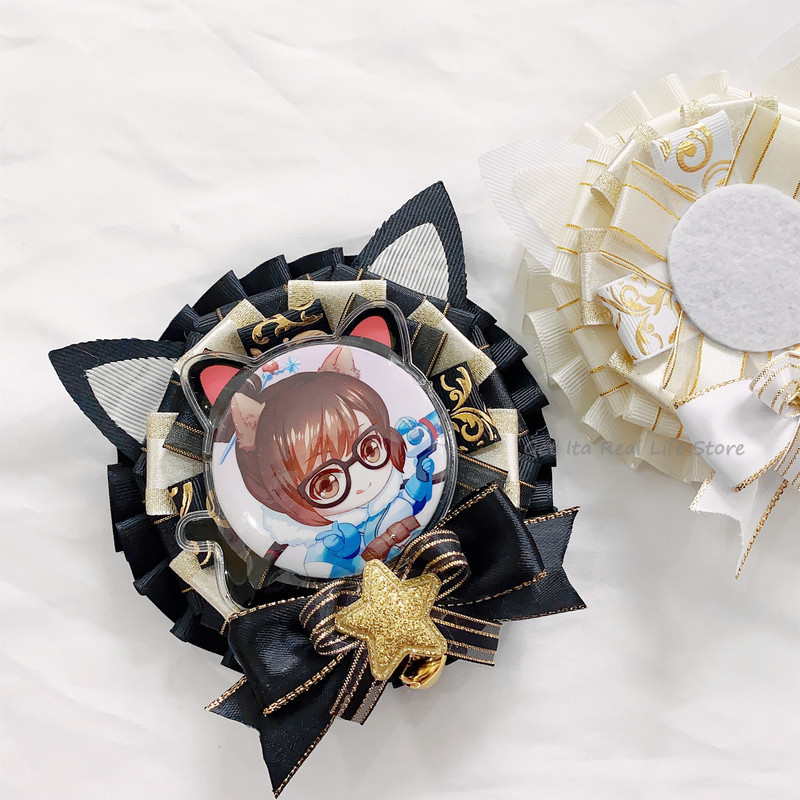 Kawaii Cat Držač za anime bedž Ita Bag Dodaci Ručno izrađena vrpca Mačka mašna Dekoracija za 55-58 mm Anime igle značke H301