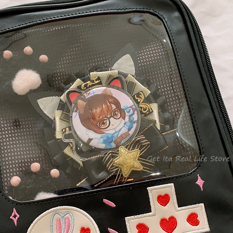 Kawaii Cat Držač za anime bedž Ita Bag Dodaci Ručno izrađena vrpca Mačka mašna Dekoracija za 55-58 mm Anime igle značke H301