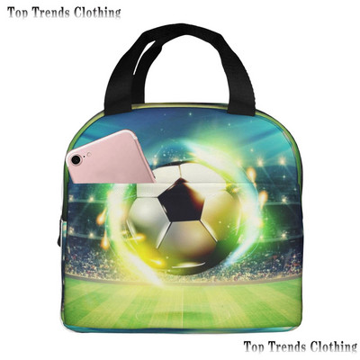 Futball Foci Labdalángok Hőszigetelt Ebédtáska Férfi Futball Sport Hordozható Ebédláda iskolai utazáshoz Élelmiszerdoboz