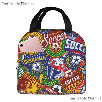 Futball Foci Labdalángok Hőszigetelt Ebédtáska Férfi Futball Sport Hordozható Ebédláda iskolai utazáshoz Élelmiszerdoboz