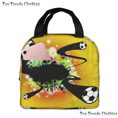 Futball Foci Labdalángok Hőszigetelt Ebédtáska Férfi Futball Sport Hordozható Ebédláda iskolai utazáshoz Élelmiszerdoboz