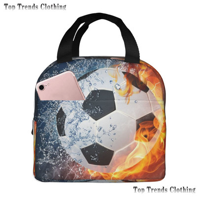Futball Foci Labdalángok Hőszigetelt Ebédtáska Férfi Futball Sport Hordozható Ebédláda iskolai utazáshoz Élelmiszerdoboz
