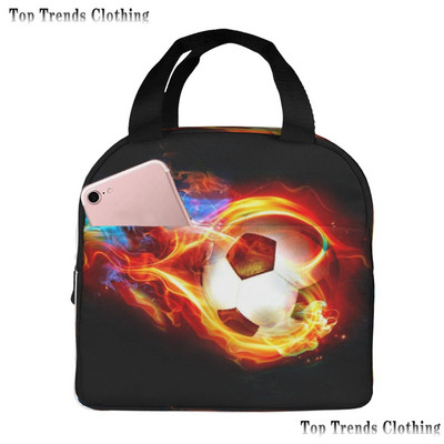 Futball Foci Labdalángok Hőszigetelt Ebédtáska Férfi Futball Sport Hordozható Ebédláda iskolai utazáshoz Élelmiszerdoboz