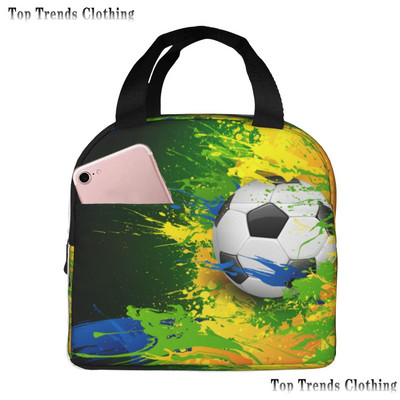 Futball Foci Labdalángok Hőszigetelt Ebédtáska Férfi Futball Sport Hordozható Ebédláda iskolai utazáshoz Élelmiszerdoboz