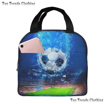 Futball Foci Labdalángok Hőszigetelt Ebédtáska Férfi Futball Sport Hordozható Ebédláda iskolai utazáshoz Élelmiszerdoboz