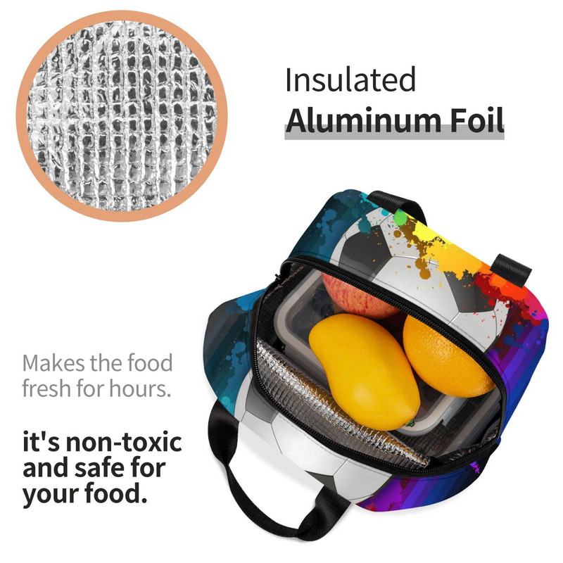 Futball Foci Labdalángok Hőszigetelt Ebédtáska Férfi Futball Sport Hordozható Ebédláda iskolai utazáshoz Élelmiszerdoboz