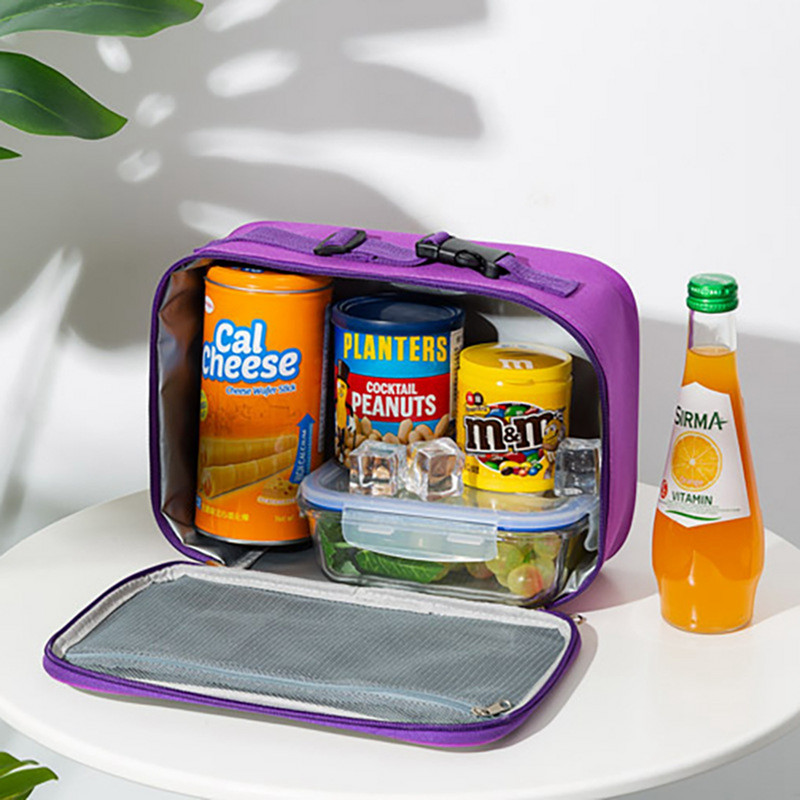 Geantă de prânz de mare capacitate cu cusături laser Geantă din plasă laterală Curea reglabilă Saci de depozitare pentru picnic pentru copii/adulti
