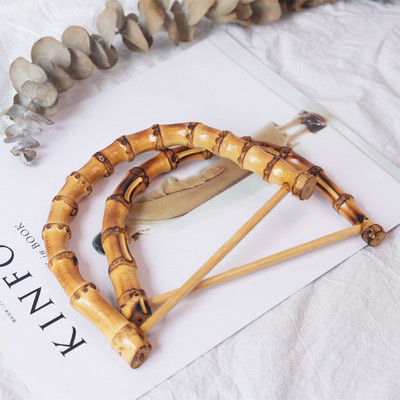 2Gb Deepeel Vintage D&O veida rotangpalmas koka bambusa rokturis DIY rokdarbu somas rokturi Pusapaļa rokassomiņa Austi somas piederumi