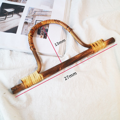 2Gb Deepeel Vintage D&O veida rotangpalmas koka bambusa rokturis DIY rokdarbu somas rokturi Pusapaļa rokassomiņa Austi somas piederumi