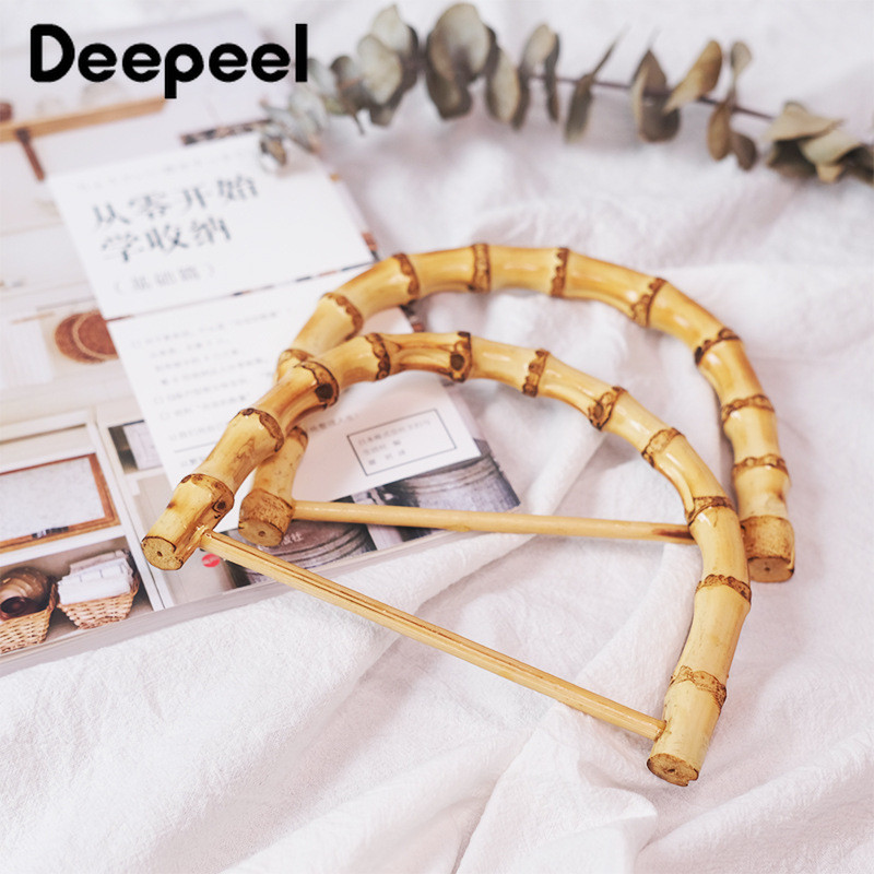 2Gb Deepeel Vintage D&O veida rotangpalmas koka bambusa rokturis DIY rokdarbu somas rokturi Pusapaļa rokassomiņa Austi somas piederumi