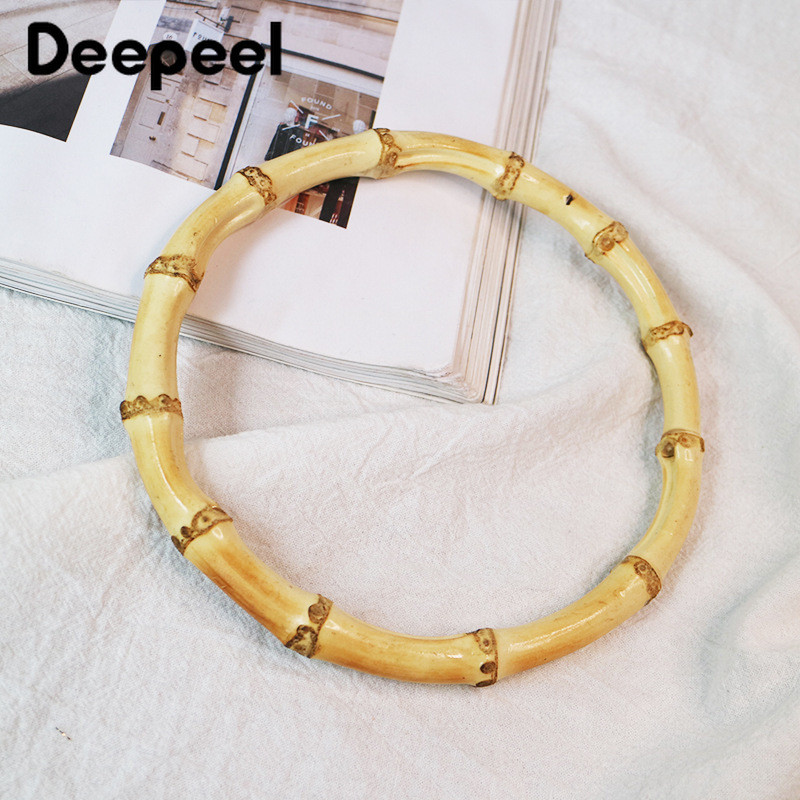 2Gb Deepeel Vintage D&O veida rotangpalmas koka bambusa rokturis DIY rokdarbu somas rokturi Pusapaļa rokassomiņa Austi somas piederumi