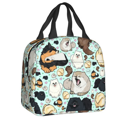 Γελοιογραφία Pomeranian Lunch Boxes Γυναικείες πολλαπλές χρήσεις Spitz Dog Θερμικό ψυγείο με μόνωση τροφίμων Τσάντα μεσημεριανού γεύματος Εργασία γραφείου