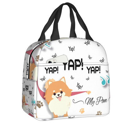 Γελοιογραφία Pomeranian Lunch Boxes Γυναικείες πολλαπλές χρήσεις Spitz Dog Θερμικό ψυγείο με μόνωση τροφίμων Τσάντα μεσημεριανού γεύματος Εργασία γραφείου