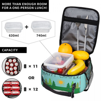 Adventure Camper Happy Camp Insulated Lunch Bag Women Portable Cartoon RV Van Life Cooler Thermal Bento Box Παιδιά Σχολείου