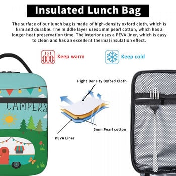 Adventure Camper Happy Camp Insulated Lunch Bag Women Portable Cartoon RV Van Life Cooler Thermal Bento Box Παιδιά Σχολείου