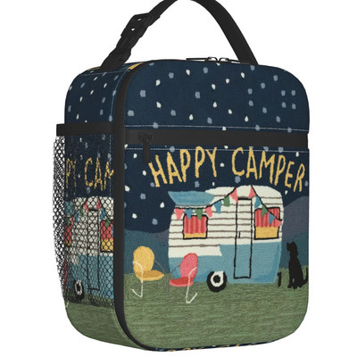 Adventure Camper Happy Camp Hőszigetelt Ebédtáska Női Hordozható Rajzfilm RV Van Life Cooler Thermal Bento Box Kids Iskolás Gyerekek
