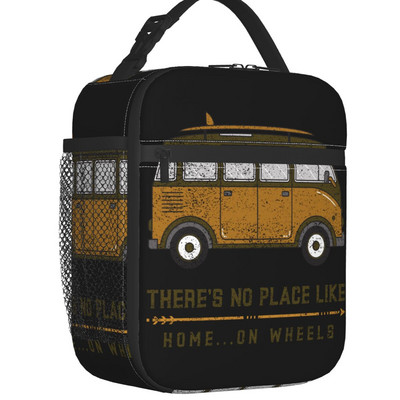 Adventure Camper Happy Camp Hőszigetelt Ebédtáska Női Hordozható Rajzfilm RV Van Life Cooler Thermal Bento Box Kids Iskolás Gyerekek