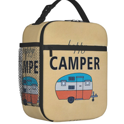Adventure Camper Happy Camp Hőszigetelt Ebédtáska Női Hordozható Rajzfilm RV Van Life Cooler Thermal Bento Box Kids Iskolás Gyerekek