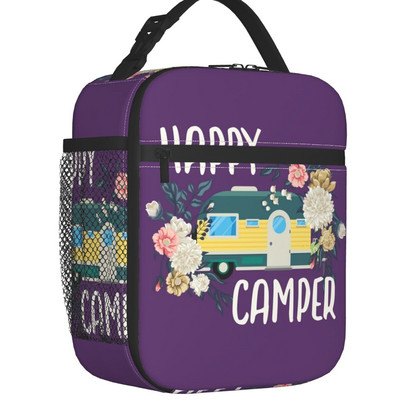 Adventure Camper Happy Camp Hőszigetelt Ebédtáska Női Hordozható Rajzfilm RV Van Life Cooler Thermal Bento Box Kids Iskolás Gyerekek