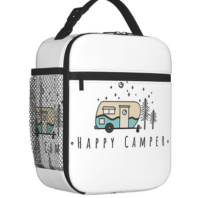 Adventure Camper Happy Camp Hőszigetelt Ebédtáska Női Hordozható Rajzfilm RV Van Life Cooler Thermal Bento Box Kids Iskolás Gyerekek