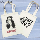 Platnena velika torba Lana Del Rey Hipster s otisnutim crtežima Torbe za kupnju Modna ležerna ručna torba velikog kapaciteta