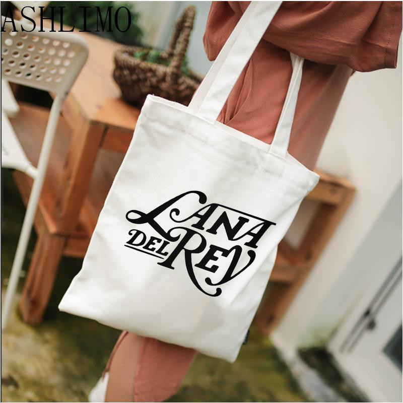 Platnena velika torba Lana Del Rey Hipster s otisnutim crtežima Torbe za kupnju Modna ležerna ručna torba velikog kapaciteta