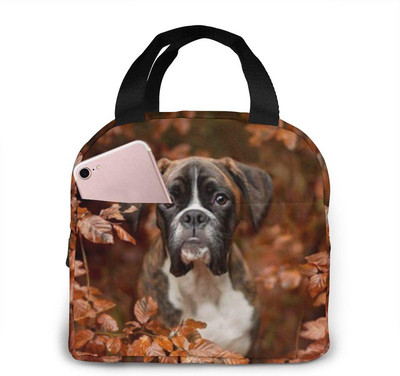 Vízálló ételkészítő doboz cipzáras boxer kutyákkal, őszi szivárgásmentes, újrafelhasználható szigetelt, tartós hűtő ebédtáska