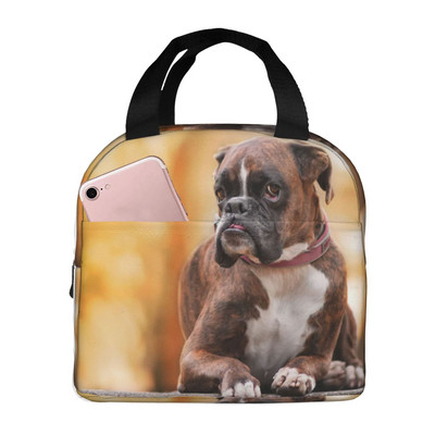 Vízálló ételkészítő doboz cipzáras boxer kutyákkal, őszi szivárgásmentes, újrafelhasználható szigetelt, tartós hűtő ebédtáska