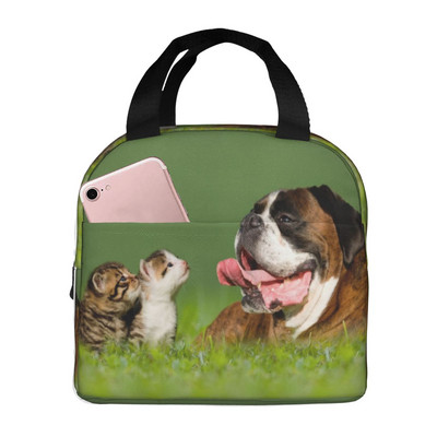 Vízálló ételkészítő doboz cipzáras boxer kutyákkal, őszi szivárgásmentes, újrafelhasználható szigetelt, tartós hűtő ebédtáska
