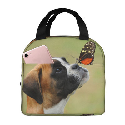 Vízálló ételkészítő doboz cipzáras boxer kutyákkal, őszi szivárgásmentes, újrafelhasználható szigetelt, tartós hűtő ebédtáska
