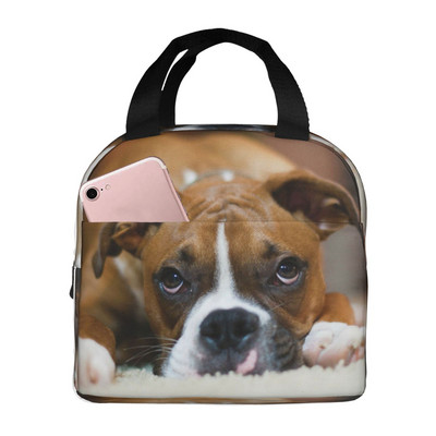 Vízálló ételkészítő doboz cipzáras boxer kutyákkal, őszi szivárgásmentes, újrafelhasználható szigetelt, tartós hűtő ebédtáska