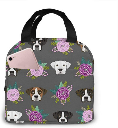 Vízálló ételkészítő doboz cipzáras boxer kutyákkal, őszi szivárgásmentes, újrafelhasználható szigetelt, tartós hűtő ebédtáska