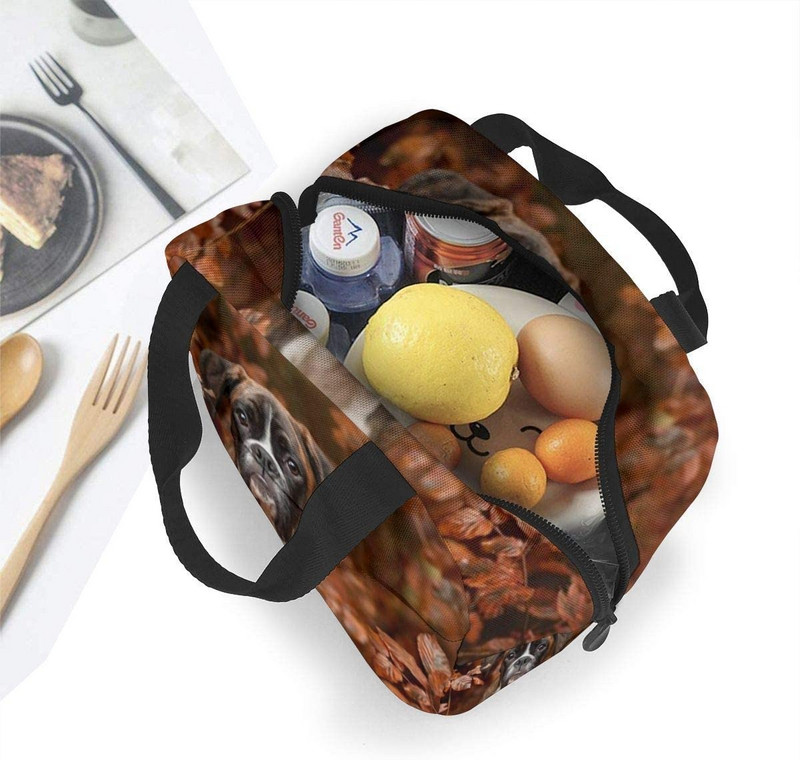 Vízálló ételkészítő doboz cipzáras boxer kutyákkal, őszi szivárgásmentes, újrafelhasználható szigetelt, tartós hűtő ebédtáska