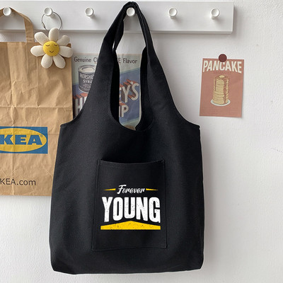 Ženska torba Ležerna velika torba Torba na rame Torba za putnike Torba za kupovinu Ručna torbica Osobnost Ispis uzorka ulične fraze Studentska crna