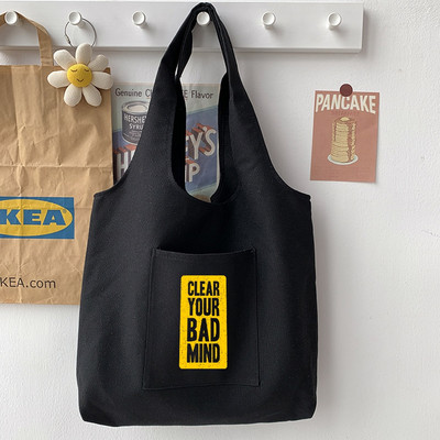 Ženska torba Ležerna velika torba Torba na rame Torba za putnike Torba za kupovinu Ručna torbica Osobnost Ispis uzorka ulične fraze Studentska crna