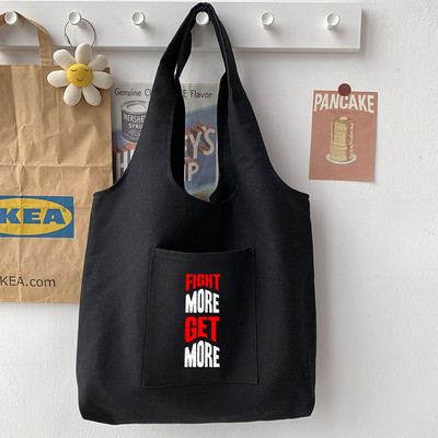 Ženska torba Ležerna velika torba Torba na rame Torba za putnike Torba za kupovinu Ručna torbica Osobnost Ispis uzorka ulične fraze Studentska crna