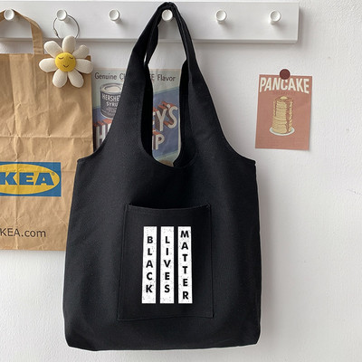 Ženska torba Ležerna velika torba Torba na rame Torba za putnike Torba za kupovinu Ručna torbica Osobnost Ispis uzorka ulične fraze Studentska crna