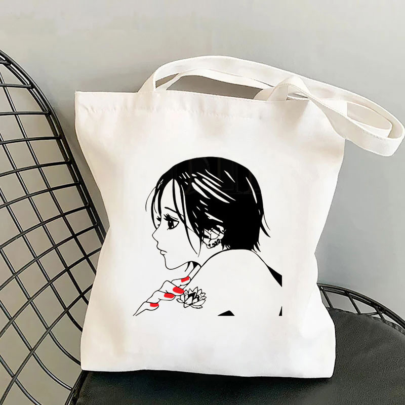 Harajuku Újrafelhasználható Vásárlás Japán Anime Nana Print táska Összehajtható vászon táska Válltáska Tanári könyvtáska Eco utazótáskák