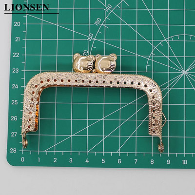 1 DB 8,5 10,5 12,5 CM Világos arany macskafej, kerek és szögletes fém erszénykeret fogantyúja kuplungtáska tartozékokhoz Kiss Clasp Lock